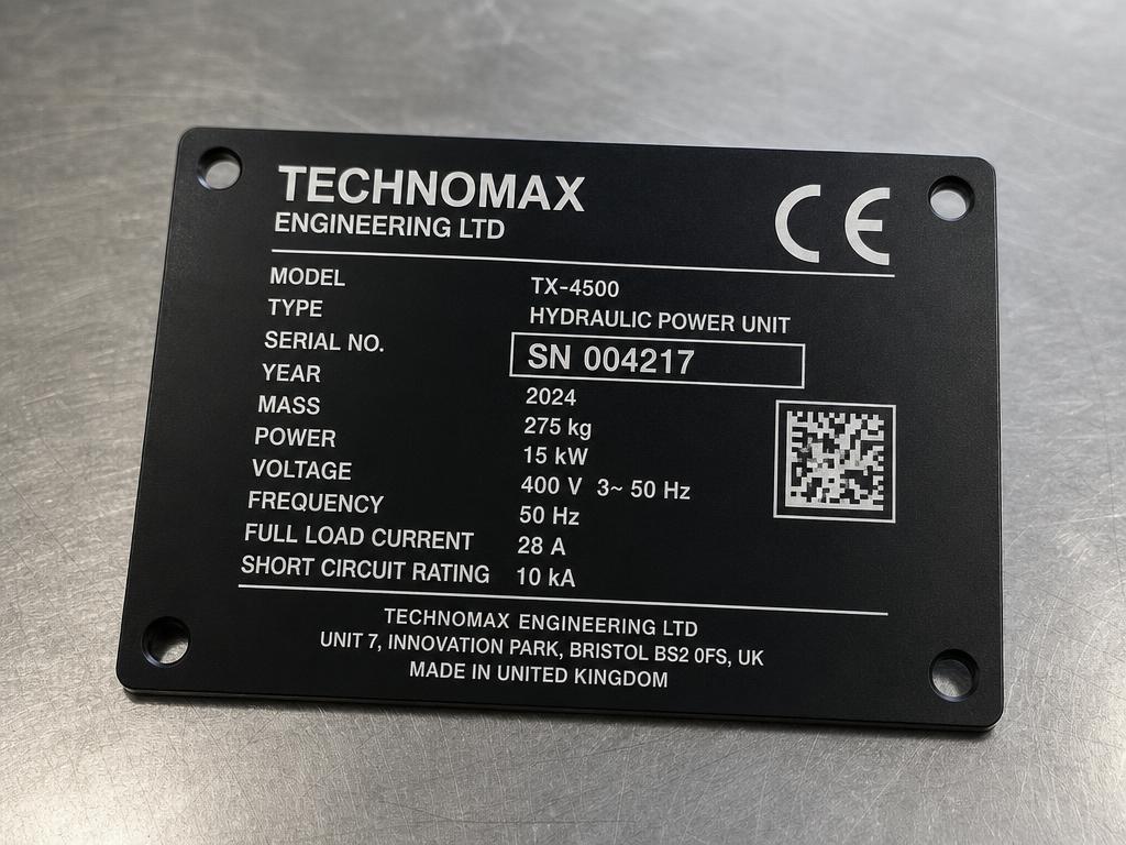 CE compliance plate run — Anodised aluminium plates with serialised variable data