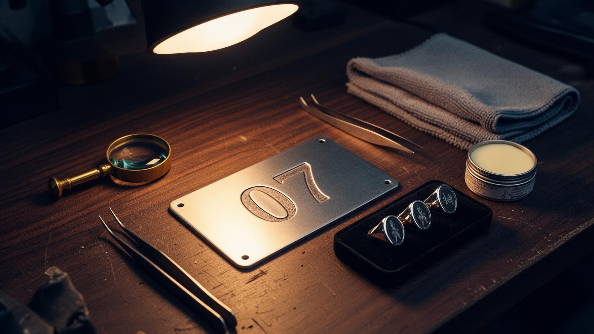 A jeweller's bench with a compact laser engraver and tray of rings